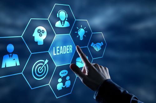 Internet, business, Technology and network concept.Successful team leader.  Business leadership concepts. A successful team leader is a manager market leader.