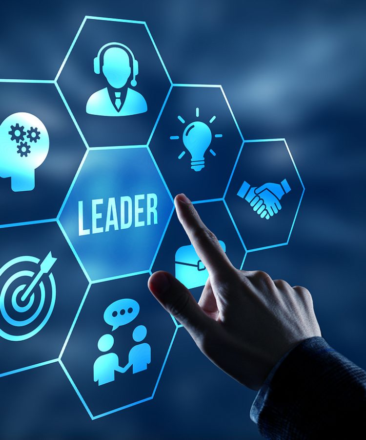 Internet, business, Technology and network concept.Successful team leader.  Business leadership concepts. A successful team leader is a manager market leader.