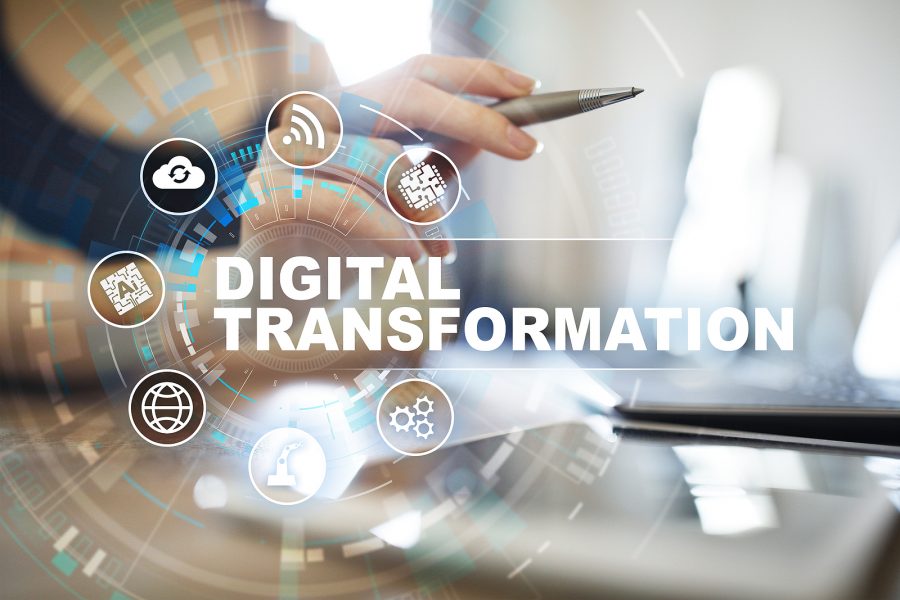 Digital transformation, Concept of digitization of business processes and modern technology.